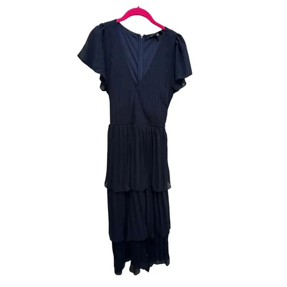 NWT Lulus Passionate Dedication Blue Pleated Tiered Midi Dress Size M - Picture 5 of 12